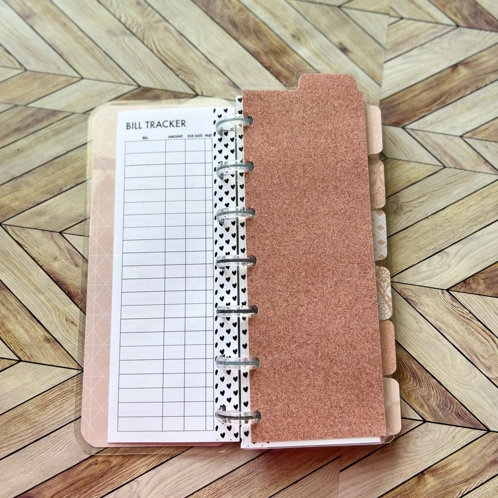Happy planner skinny mini size undated Rose gold leaves